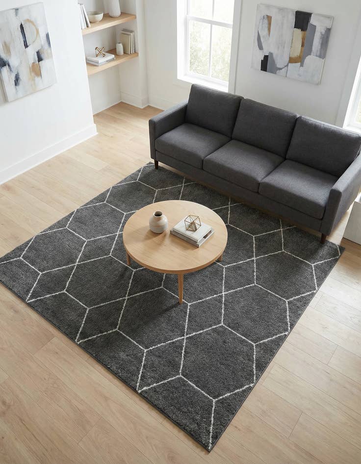 Detail image of 7' x 7' Lattice Frieze Square Rug