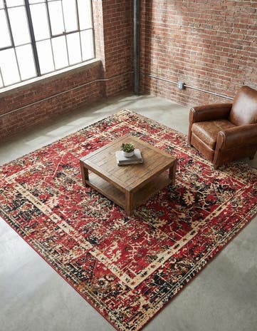 Burgundy Saturn Square Rug
