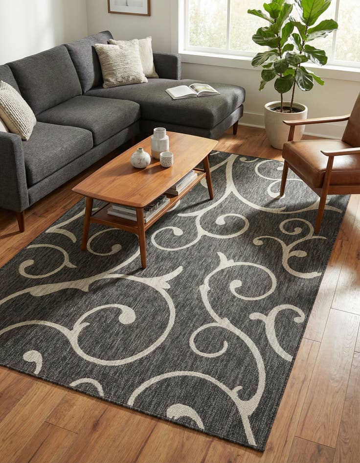 Detail image of 5' 3 x 8' Washable Botanical Indoor / Outdoor Rug