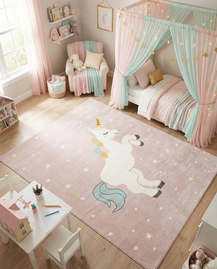 Detail image of 7' 10 x 10' Unicorn Whimsy Kids Rug
