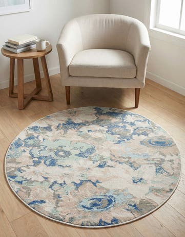 Blue Lotus Round Rug