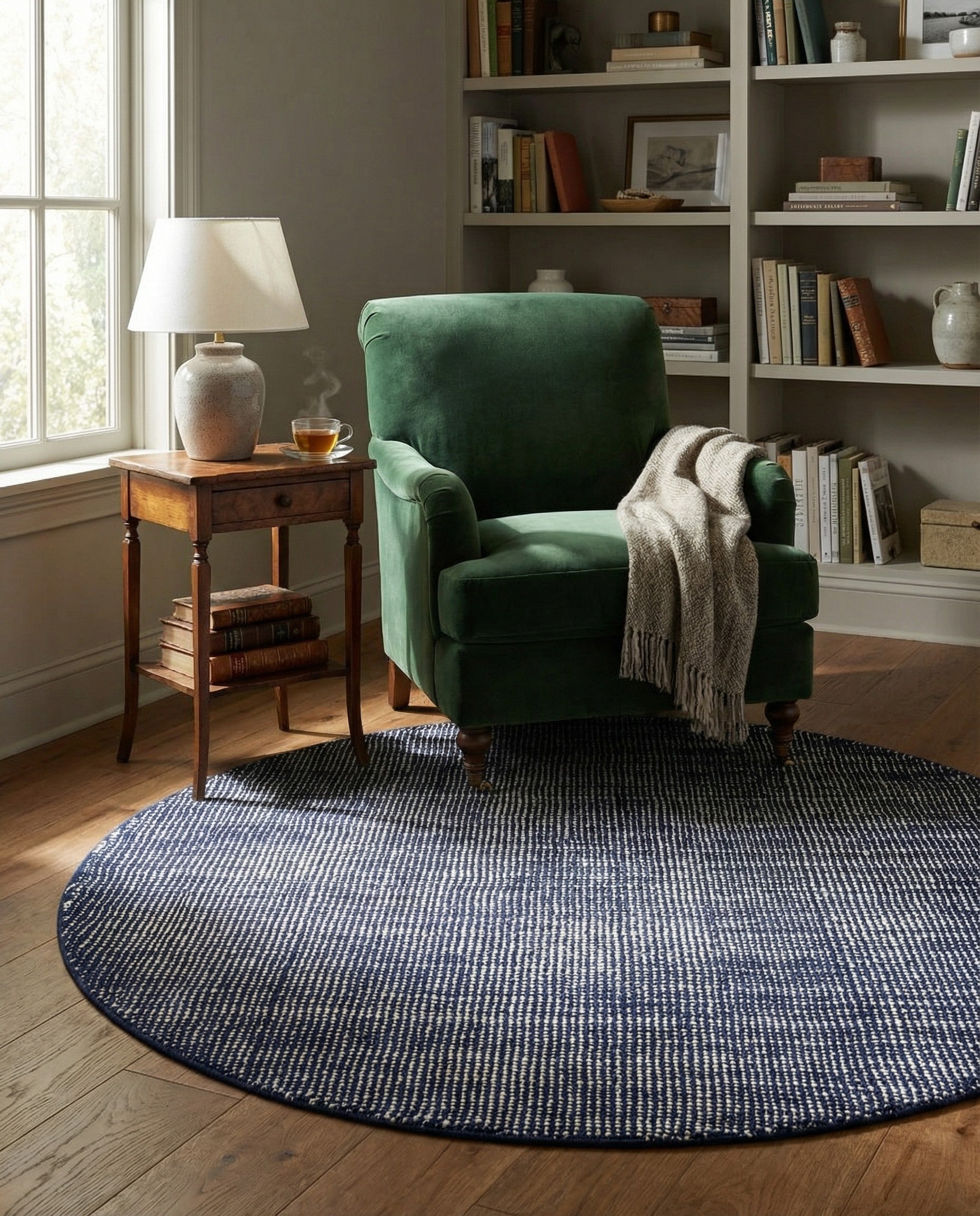 5' 3 x 5' 3 Hand Woven Jill Zarin English Manor Farmhouse Wool Round Rug