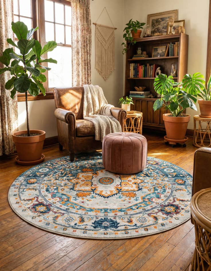Detail image of 7' 10 x 7' 10 Madeline Vintage Round Rug