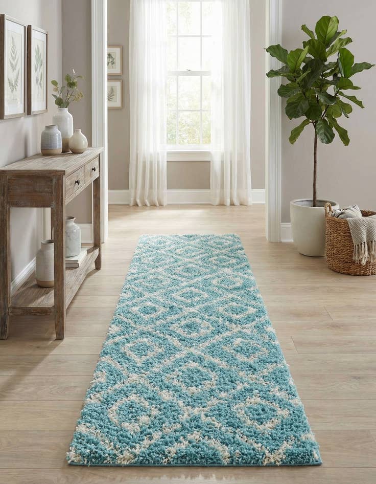 Detail image of 2' x 7' Trellis Shag Runner Rug