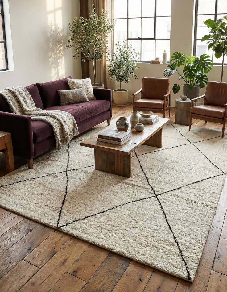 Detail image of  6' 1 x 9'  Hand Knotted Safiya Moroccan Wool Rug