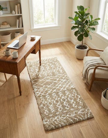 Taupe Moroccan Shag Runner Rug