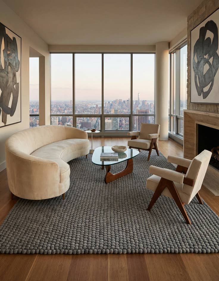 Detail image of 7' 1 x 10' Felt Ball Wool Rug