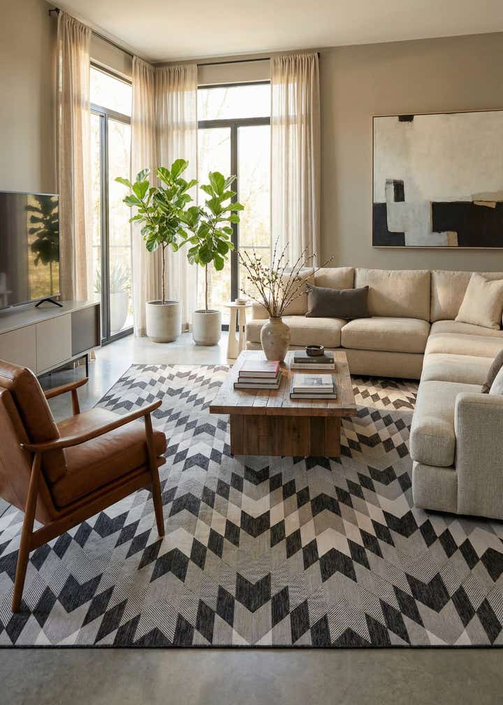 13' x 13' Easy-Clean Modern Indoor / Outdoor Square Rug