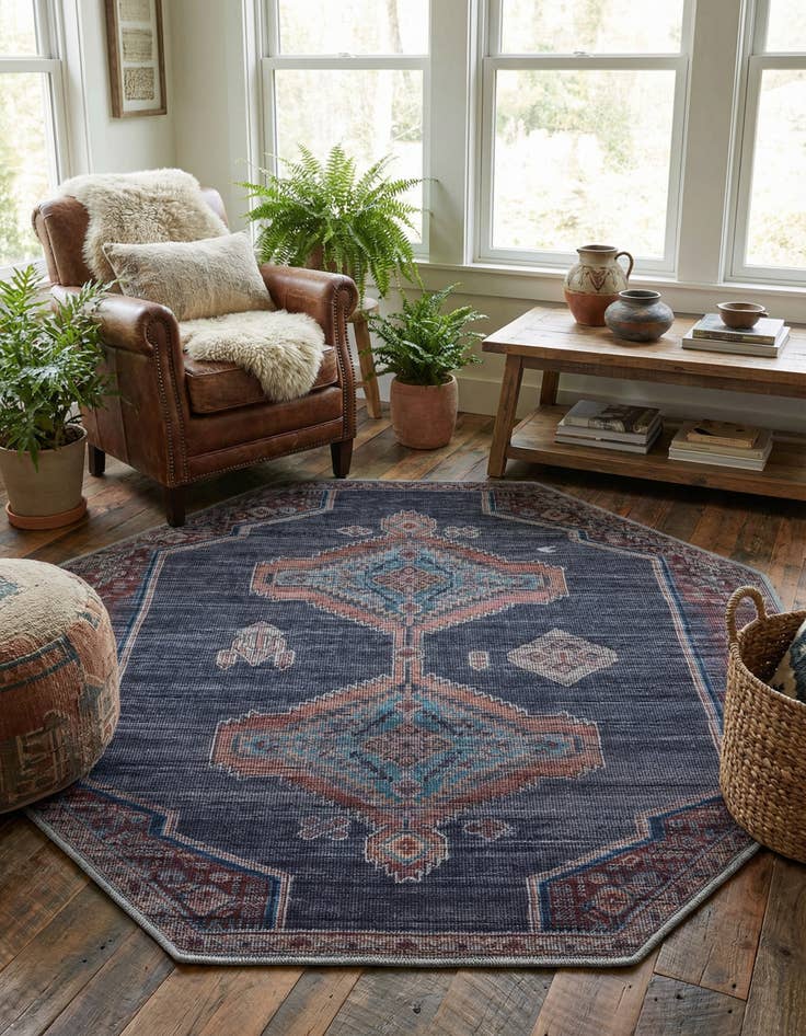 Detail image of 5' 3 x 5' 3  Washable Sisu Octagon Rug