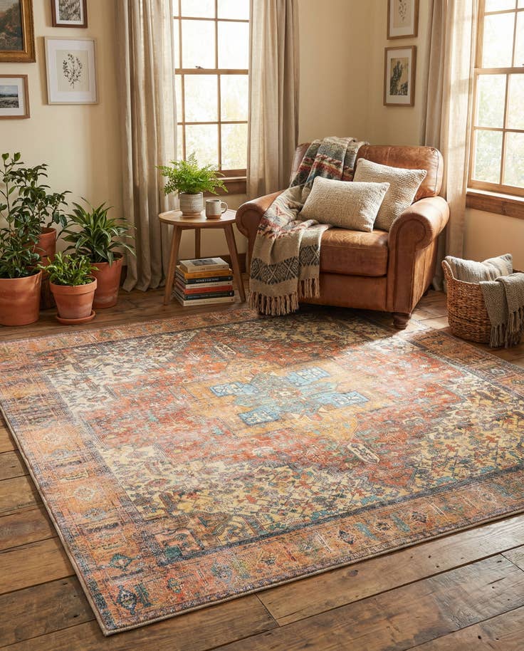 Detail image of 7' 6 x 7' 6 Washable Timeless Square Rug