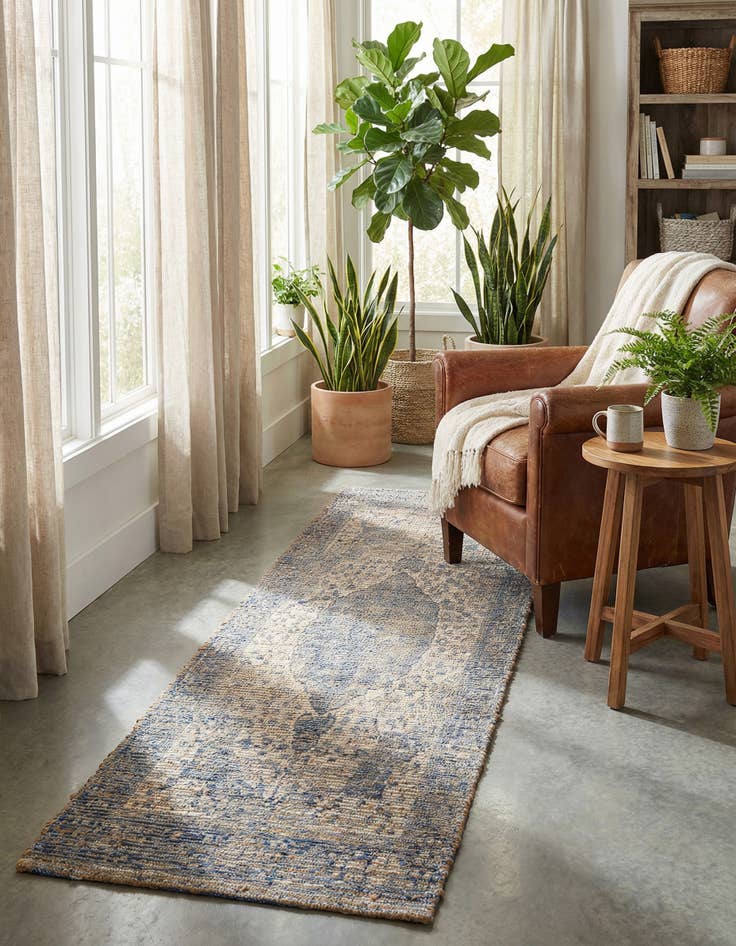 Detail image of 2' 2 x 6' 1  Hand Woven Chenille Jute Runner Rug