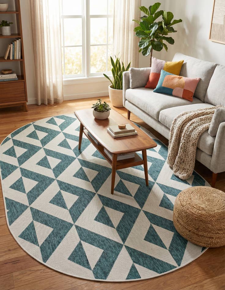 Detail image of 5' 3 x 8' Washable Jill Zarin Napa Indoor / Outdoor Oval Rug