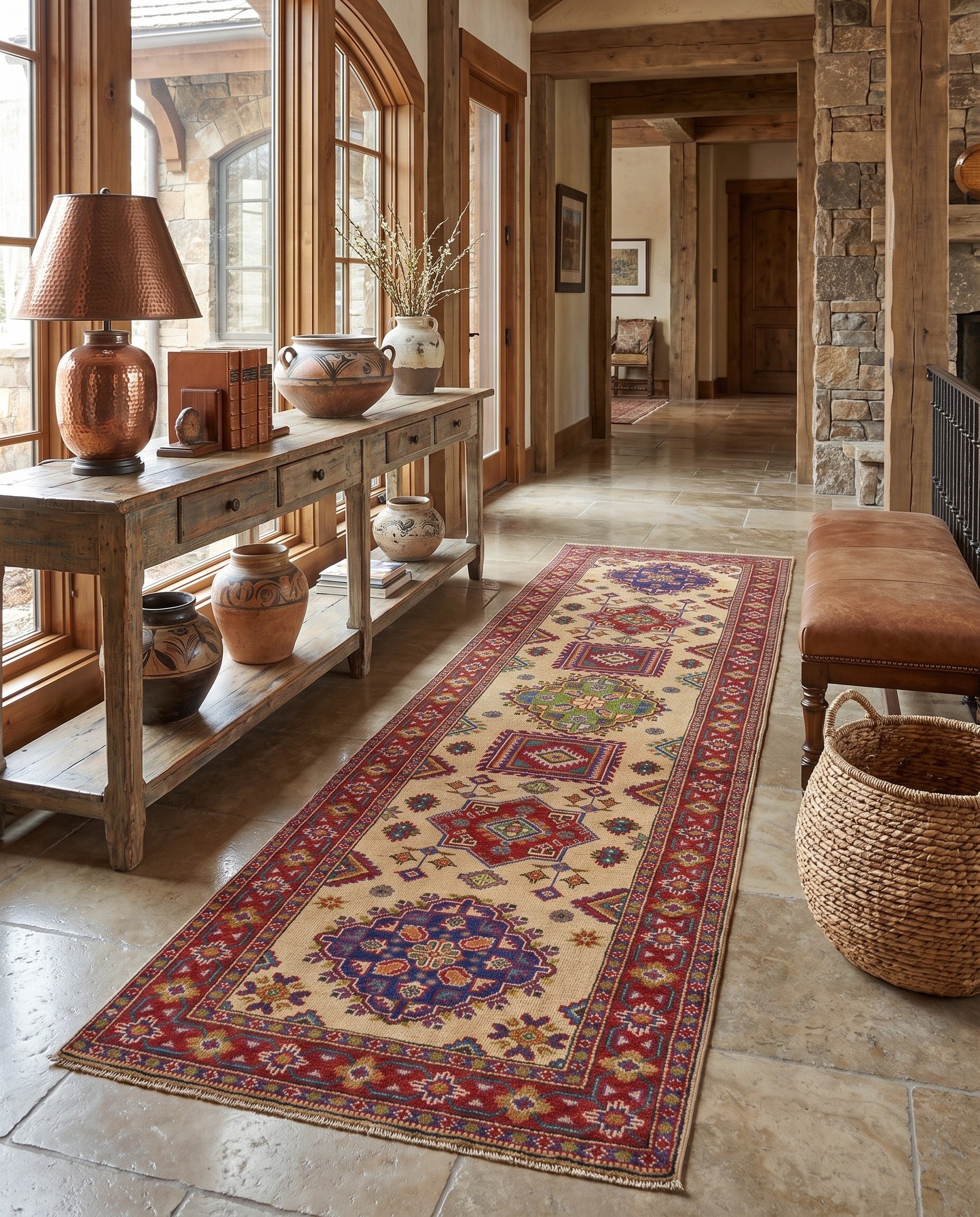85cm x 295cm Hand Knotted Kazak Runner Rug