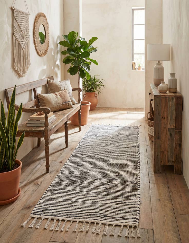 Detail image of 2' 2 x 6' 1 Hand Woven Chindi Jute Runner Rug