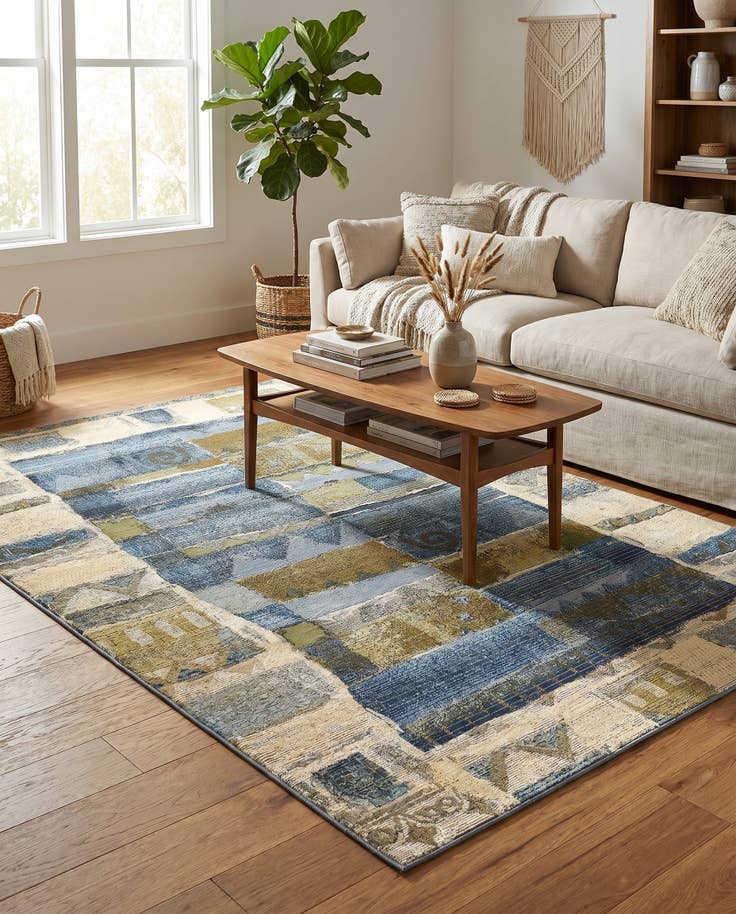 Detail image of 5' 3 x 8' Easy-Clean Modern Indoor / Outdoor Rug