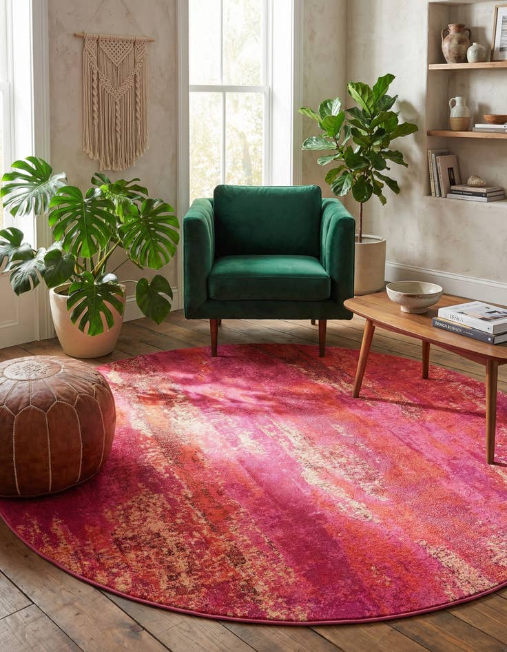 Detail image of 8' x 8'  Washable Barcelona Round Rug