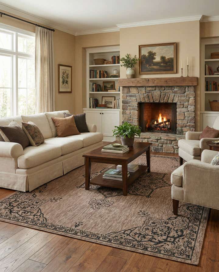 7' 10 x 10' Easy-Clean Traditional Indoor / Outdoor Rug