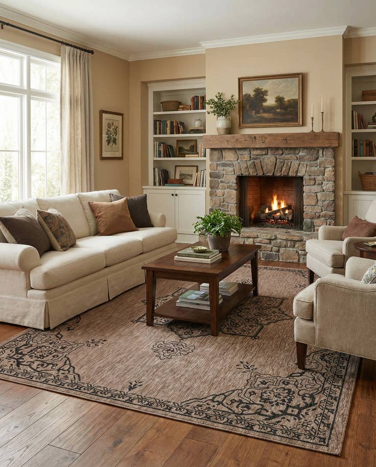 Detail image of 7' 10 x 10' Easy-Clean Traditional Indoor / Outdoor Rug