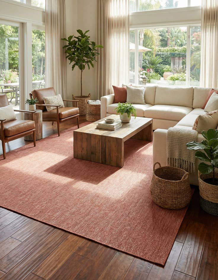 Detail image of 13' x 13' Washable Solid Indoor / Outdoor Square Rug