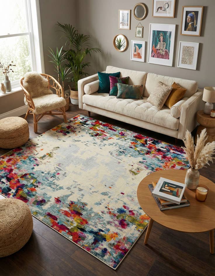 Detail image of 8' x 8'  Washable Spectrum Square Rug