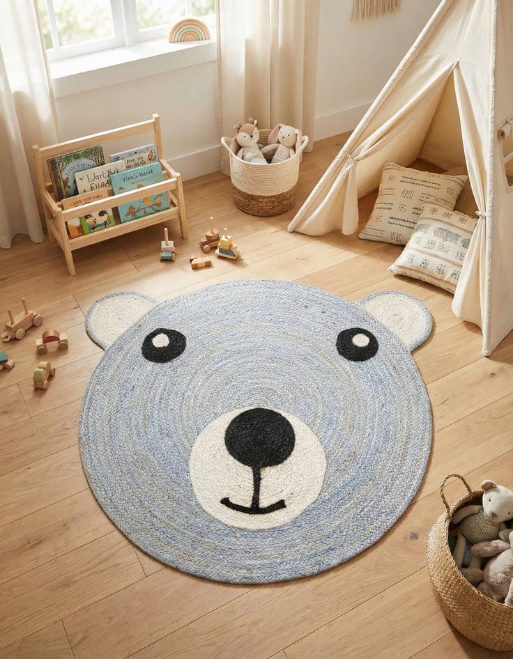 Detail image of 3' 1 x 3' 1  Hand Braided Kids Braided Jute Round Rug