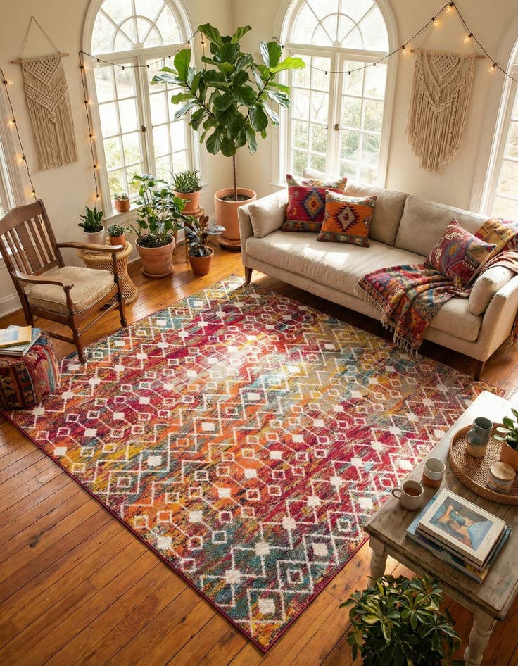 Detail image of 7' 10 x 7' 10 Moroccan Trellis Square Rug