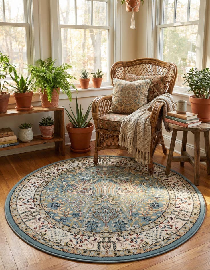 Detail image of 5' 3 x 5' 3 Nain Design Round Rug