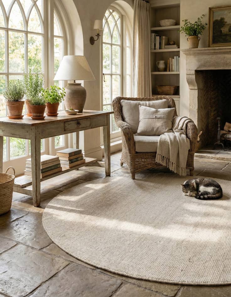 Detail image of 6' 1 x 6' 1  Hand Woven Jill Zarin English Manor Wool Round Rug