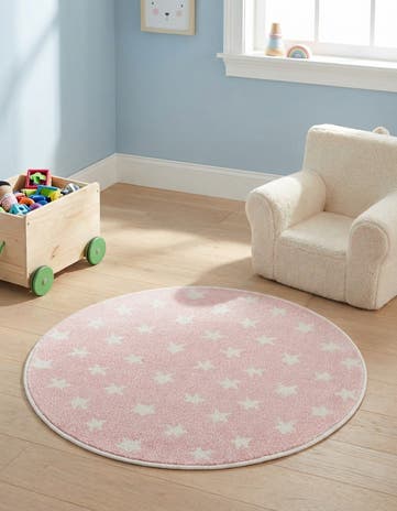 3' 3 x 3' 3 Stars Whimsy Kids Round Rug