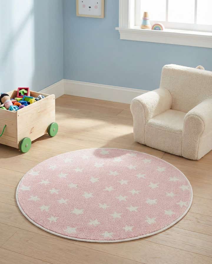 3' 3 x 3' 3 Stars Whimsy Kids Round Rug