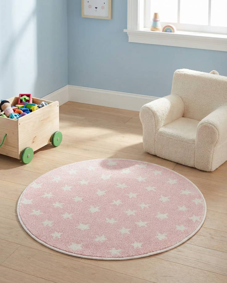 Detail image of 3' 3 x 3' 3 Stars Whimsy Kids Round Rug