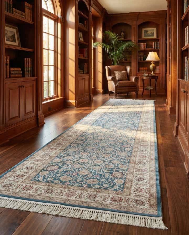 2' 7 x 9' 10 Qom Bamboo Silk Runner Rug