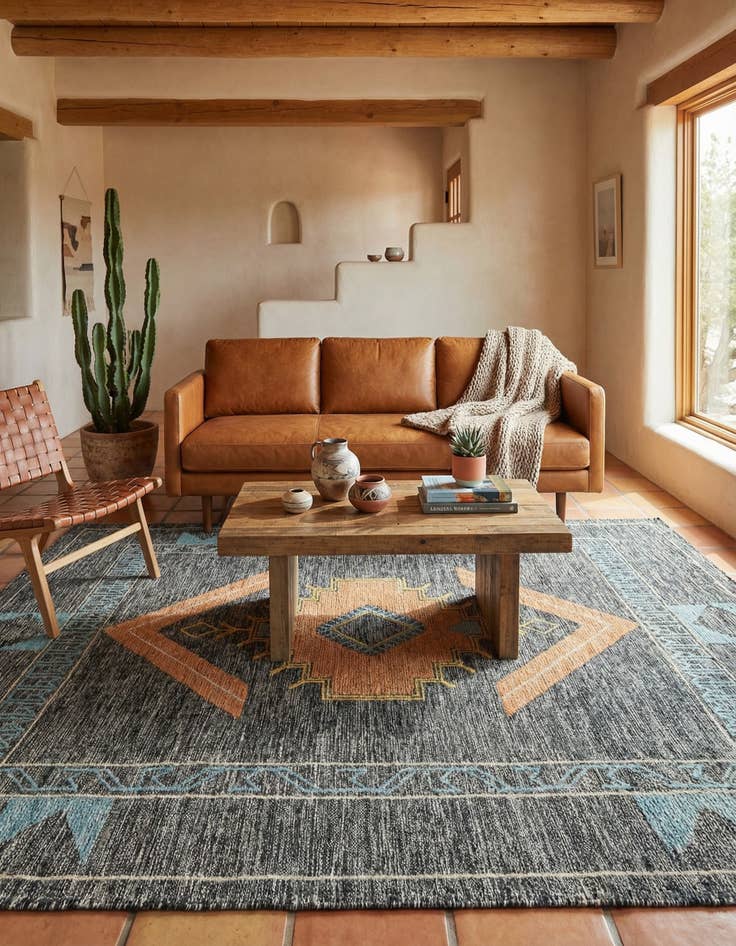 Detail image of 6' 1 x 9'  Hand Woven Kilim Wool Rug