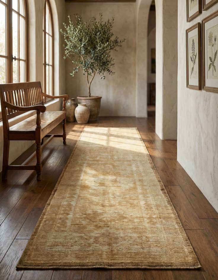 Detail image of 2' 9 x 10' 11 Hand Knotted Oushak Wool Runner Rug