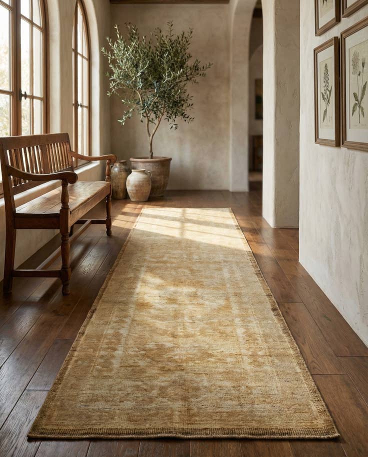 Detail image of 2' 9 x 10' 11 Hand Knotted Oushak Wool Runner Rug