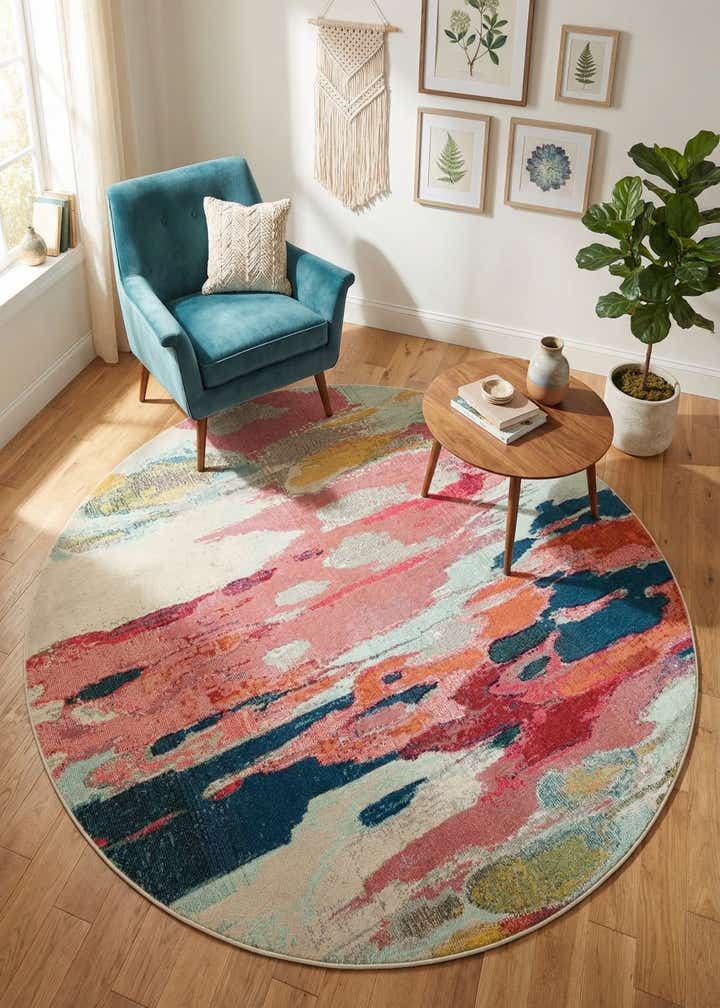 7' 10 x 7' 10 Washable Casablanca Round Rug