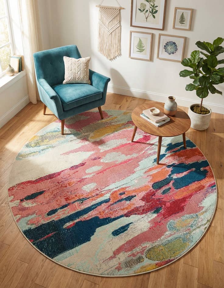 Detail image of 7' 10 x 7' 10 Washable Casablanca Round Rug