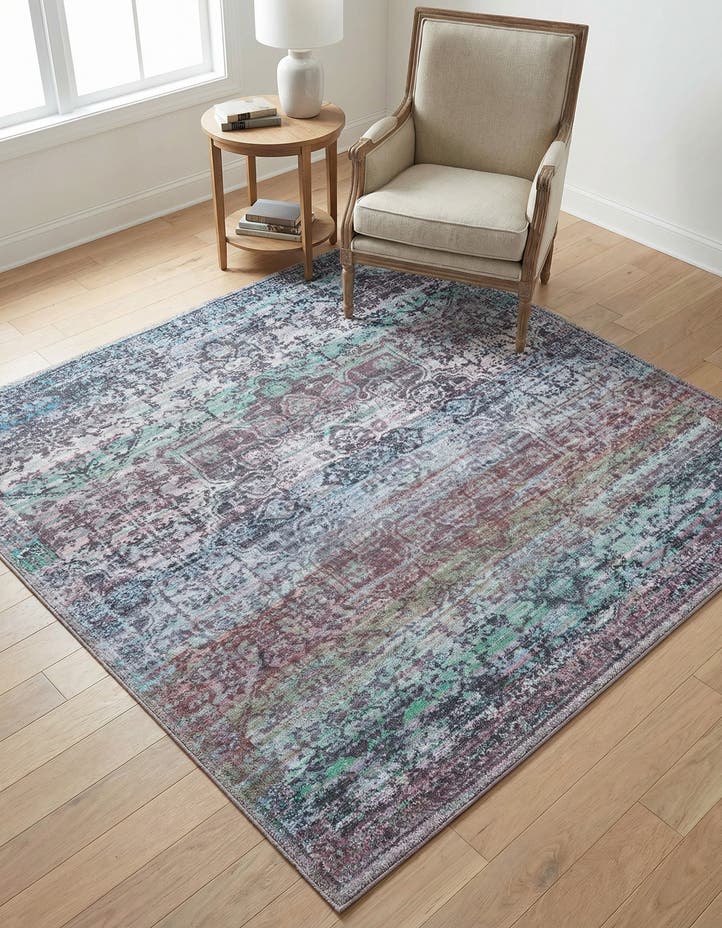 5' 3 x 5' 3 Washable Francesca Square Rug