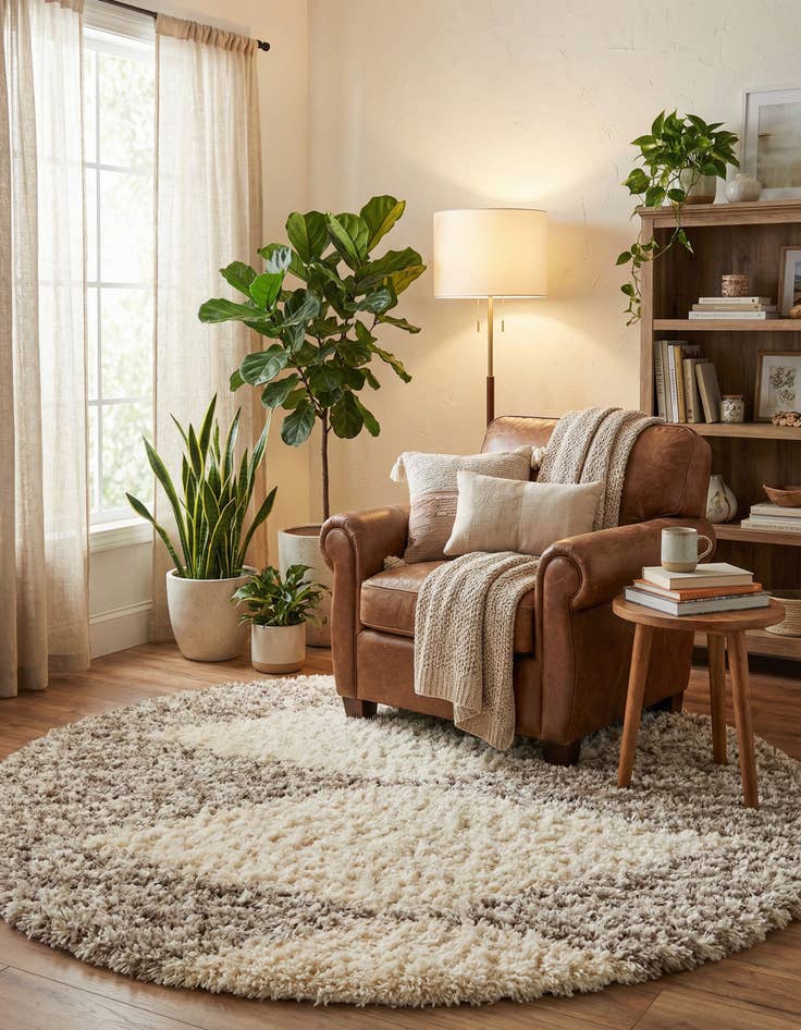 Detail image of 5' x 5' Infinity Shag Round Rug