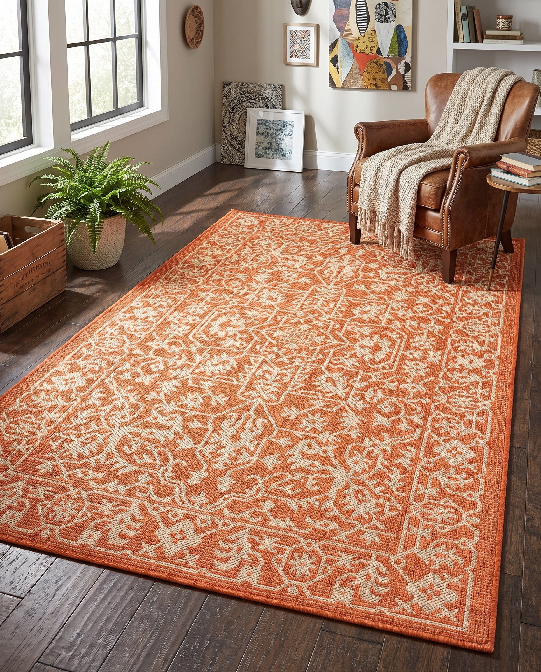 3' 3 x 5' 3 Easy-Clean Botanical Indoor / Outdoor Rug
