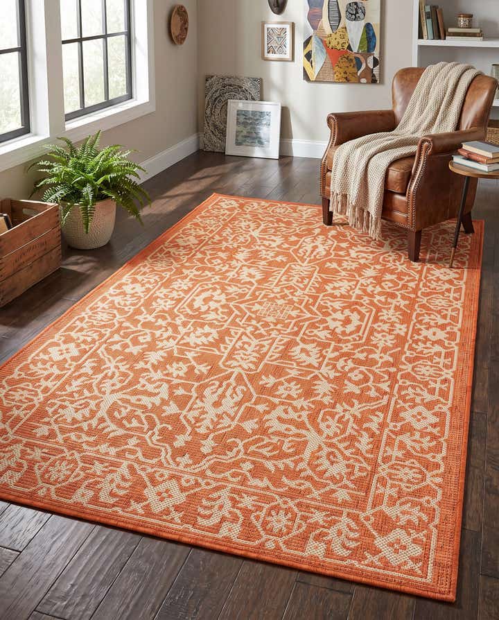 3' 3 x 5' 3 Easy-Clean Botanical Indoor / Outdoor Rug
