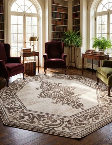 Chocolate Brown Hermitage Octagon Rug