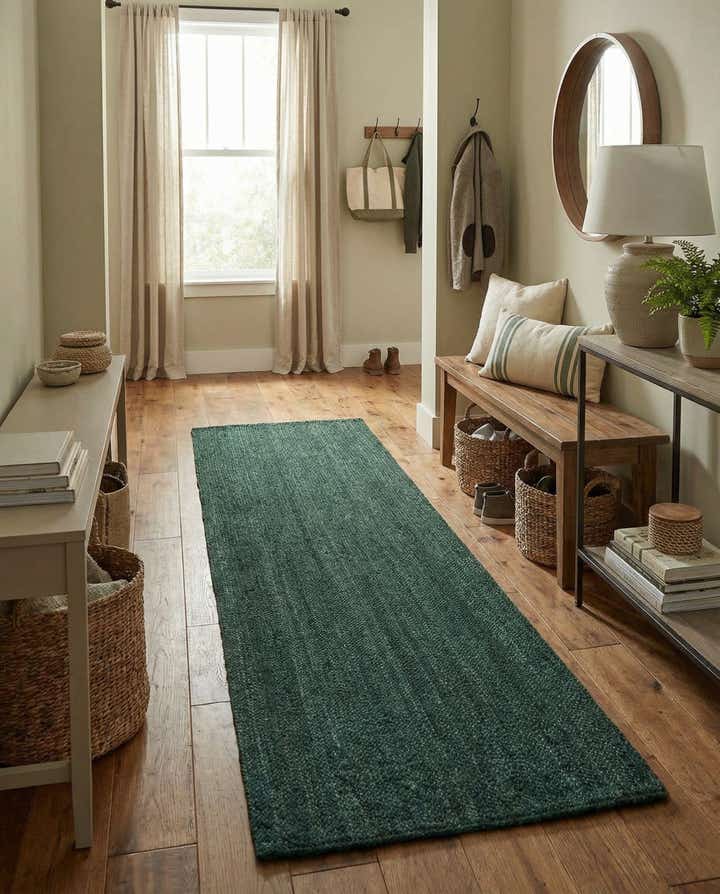 2' 7 x 9' 10 Handmade Braided Jute Runner Rug