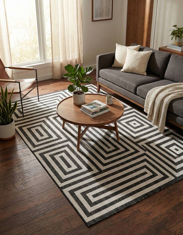 Detail image of  6' x 9'  Washable Modern Indoor / Outdoor Rug