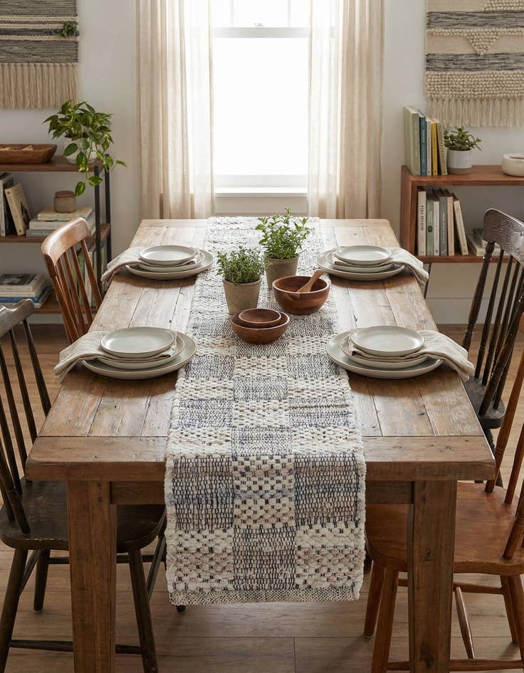 Detail image of 1' 2 x 8'  Hand Woven Chindi Cotton Table Runner Rug