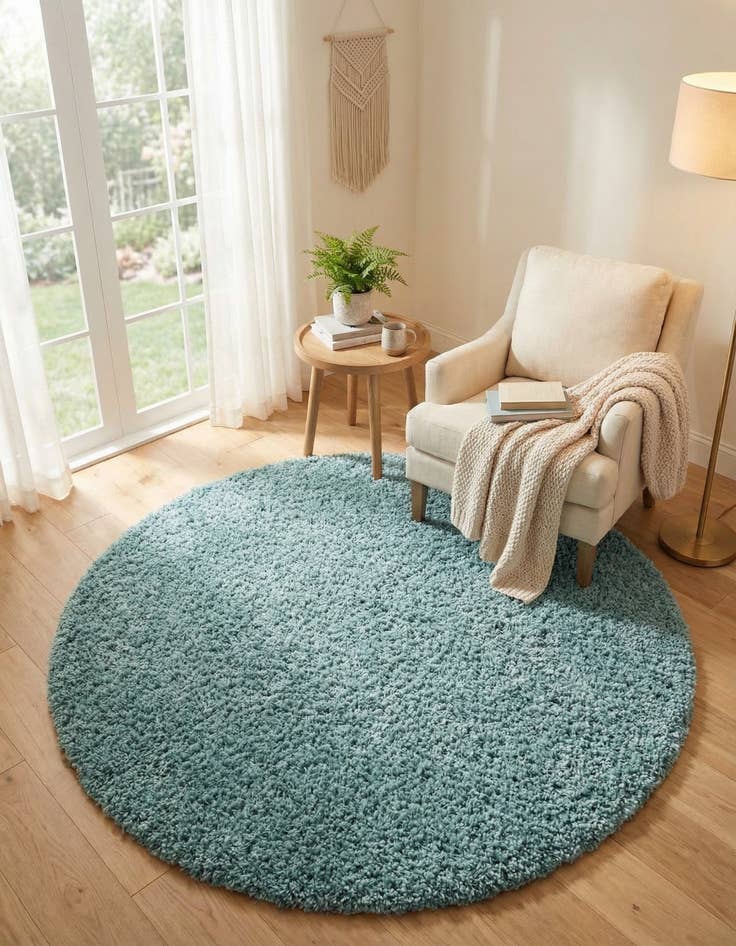 Detail image of 7' 10 x 7' 10 Solid Shag Round Rug