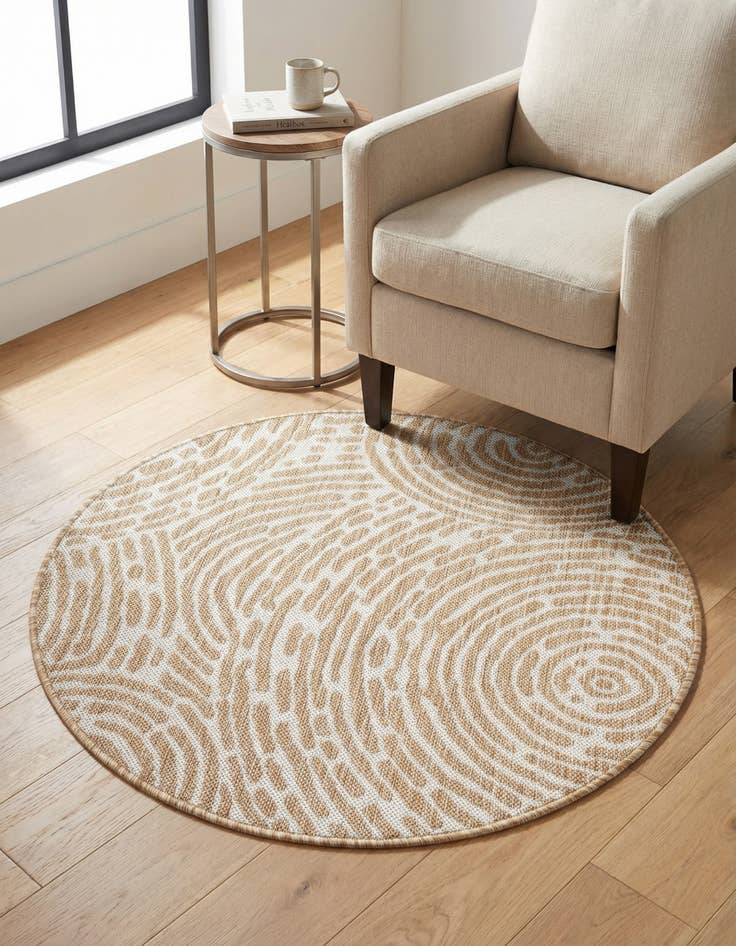 Detail image of 3' x 3'  Washable Modern Indoor / Outdoor Round Rug