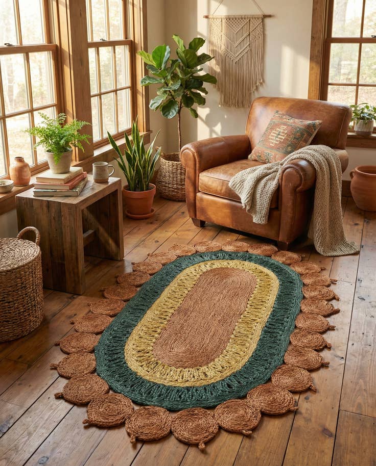 Vue détaillée : 95cm x 155cm Fait main Braided Jute Tapis Ovale