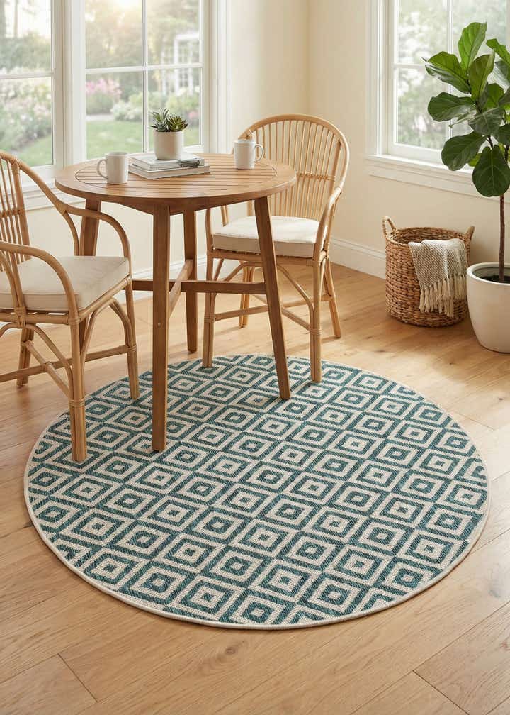 4' x 4' Easy-Clean Jill Zarin Costa Rica Indoor / Outdoor Round Rug