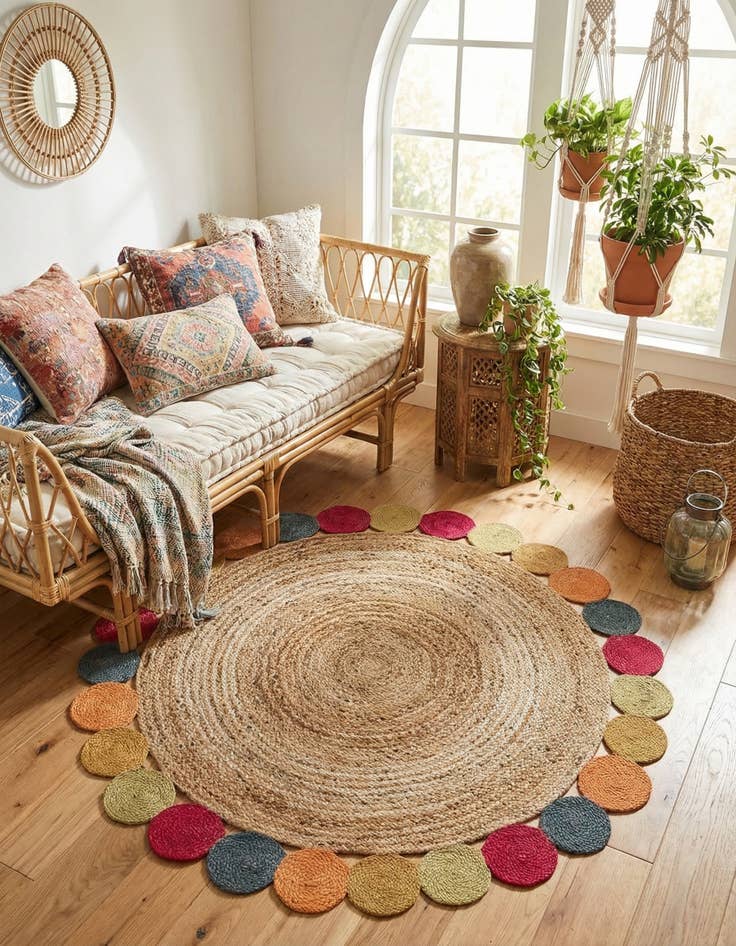 Detail image of 6' 1 x 6' 1 Handmade Braided Jute Round Rug